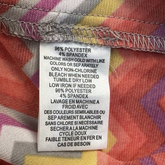 Trina Turk Multi Zinnia Zig Zag Printed Sheath Dress Colorful Capsleeve Retro M - Picture 8 of 12